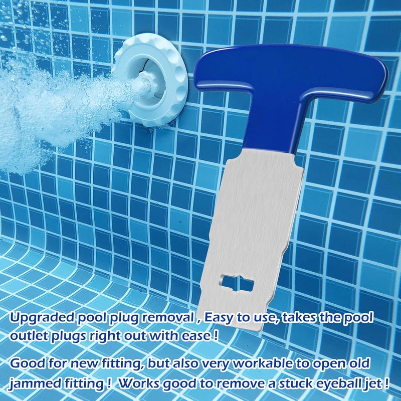 Mofuiry Pool Plug Removal Tool with Handle Grip, Upgraded Metal Eyeball Seat Removal Tool for Above& Inground Pool Spa Return Jet Plug Nozzles Inlet Fittings, Compatible with SP1419A-SP1419E Hayward (Blue) - Image 5
